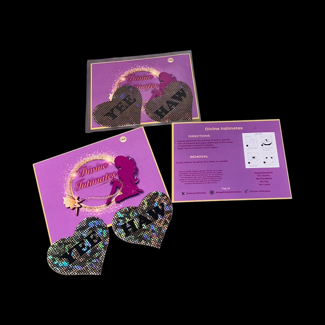 Black and Gold Glitter "Yee Haw" Nipple Covers