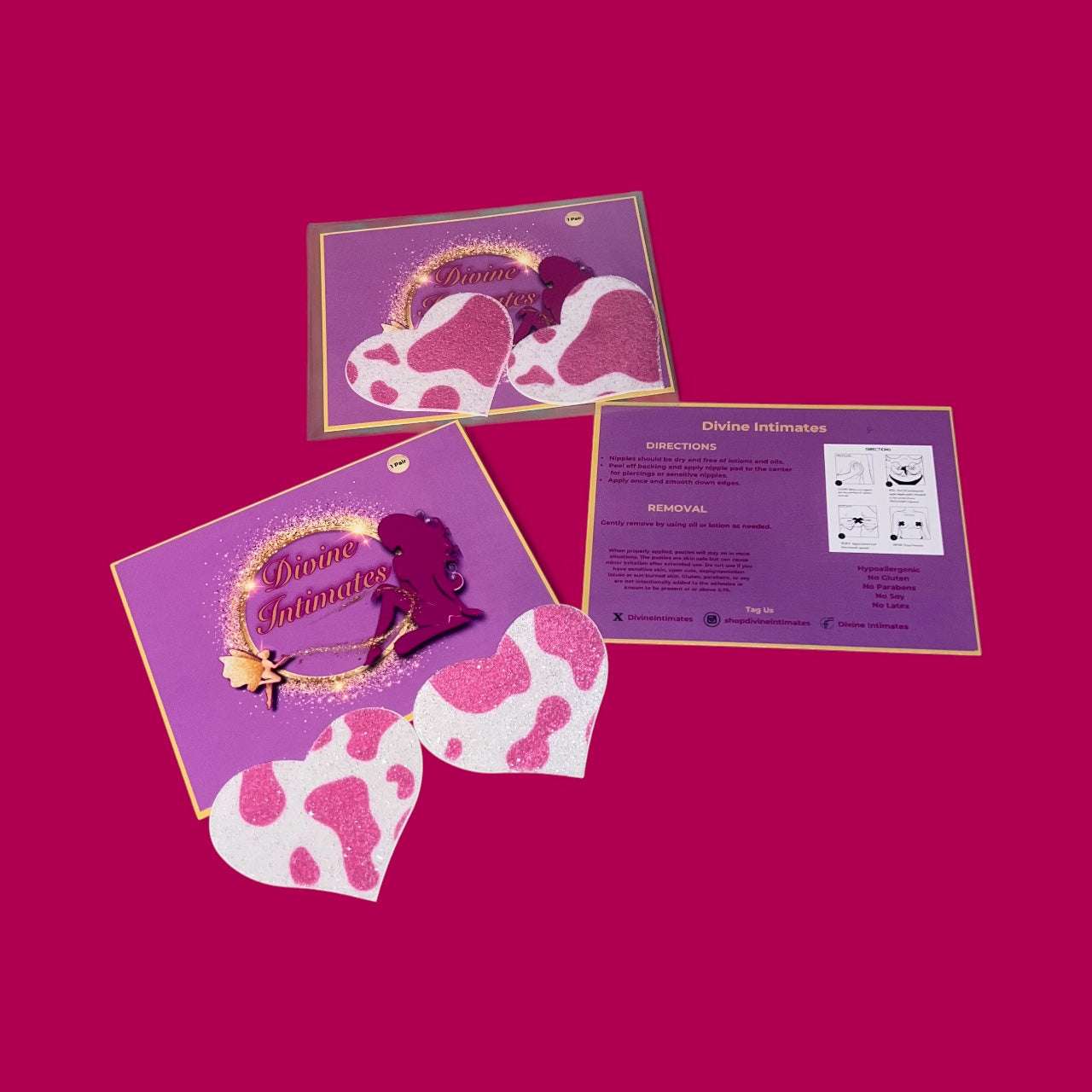 Pink and White Cow Print Nipple Covers