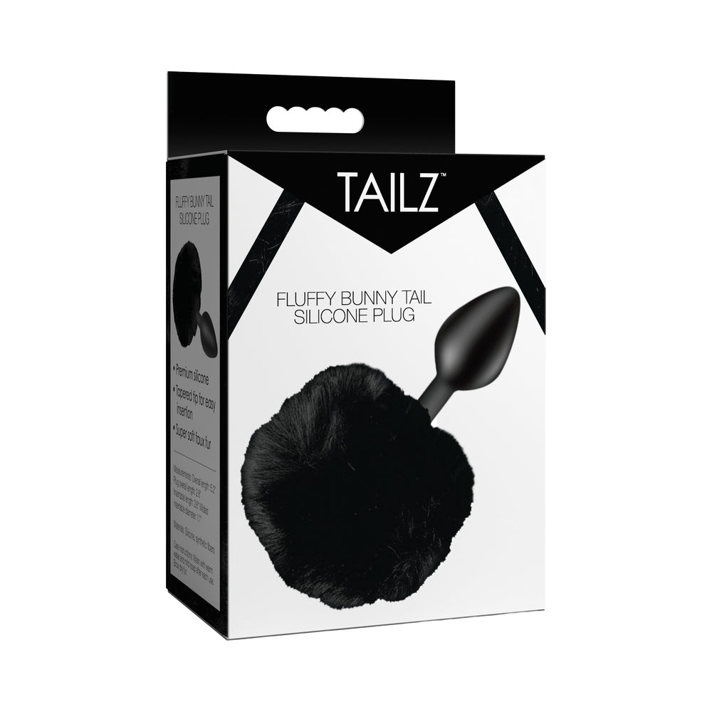 Tailz Fluffy Bunny Tail Silicone Plug Black
